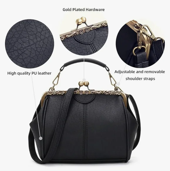 ROUROU Retro Hollow Handbag for Women Leather Shoulder Bag Evening Clutch Bag - Picture 5 of 16